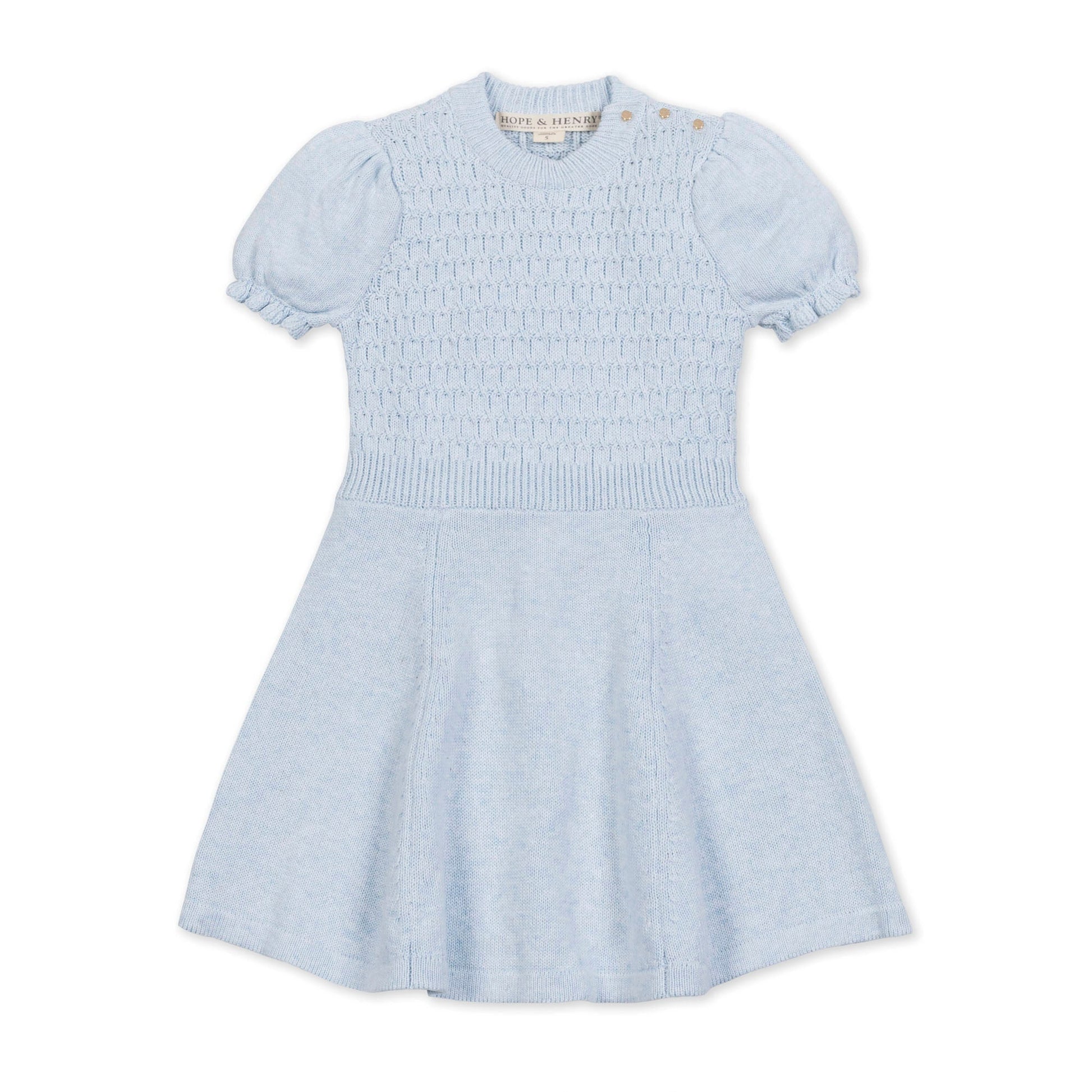 Organic Puff Sleeve Sweater Dress soft organic cotton knit dress elegant style