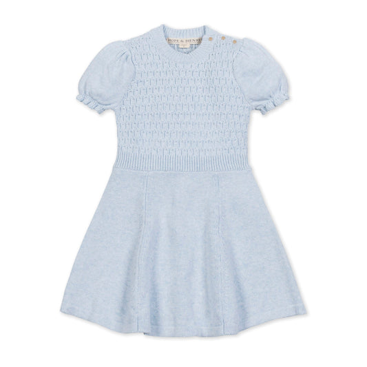 Organic Puff Sleeve Sweater Dress soft organic cotton knit dress elegant style