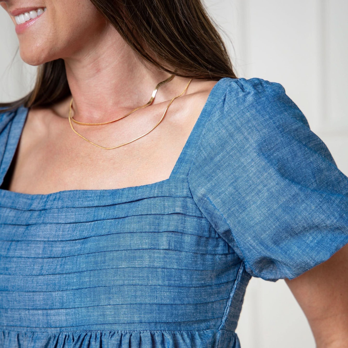 Organic Ruched Chambray Dress - Baby Organic