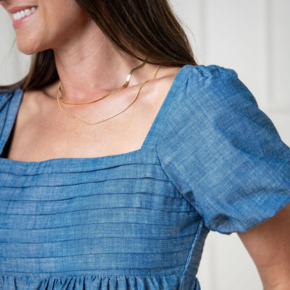 Organic Ruched Chambray Dress - Baby Organic