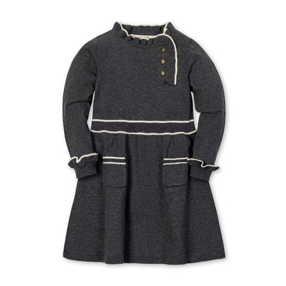Organic Ruffle Trim Sweater Dress soft organic cotton knit dress elegant style