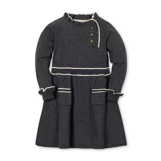 Organic Ruffle Trim Sweater Dress soft organic cotton knit dress elegant style