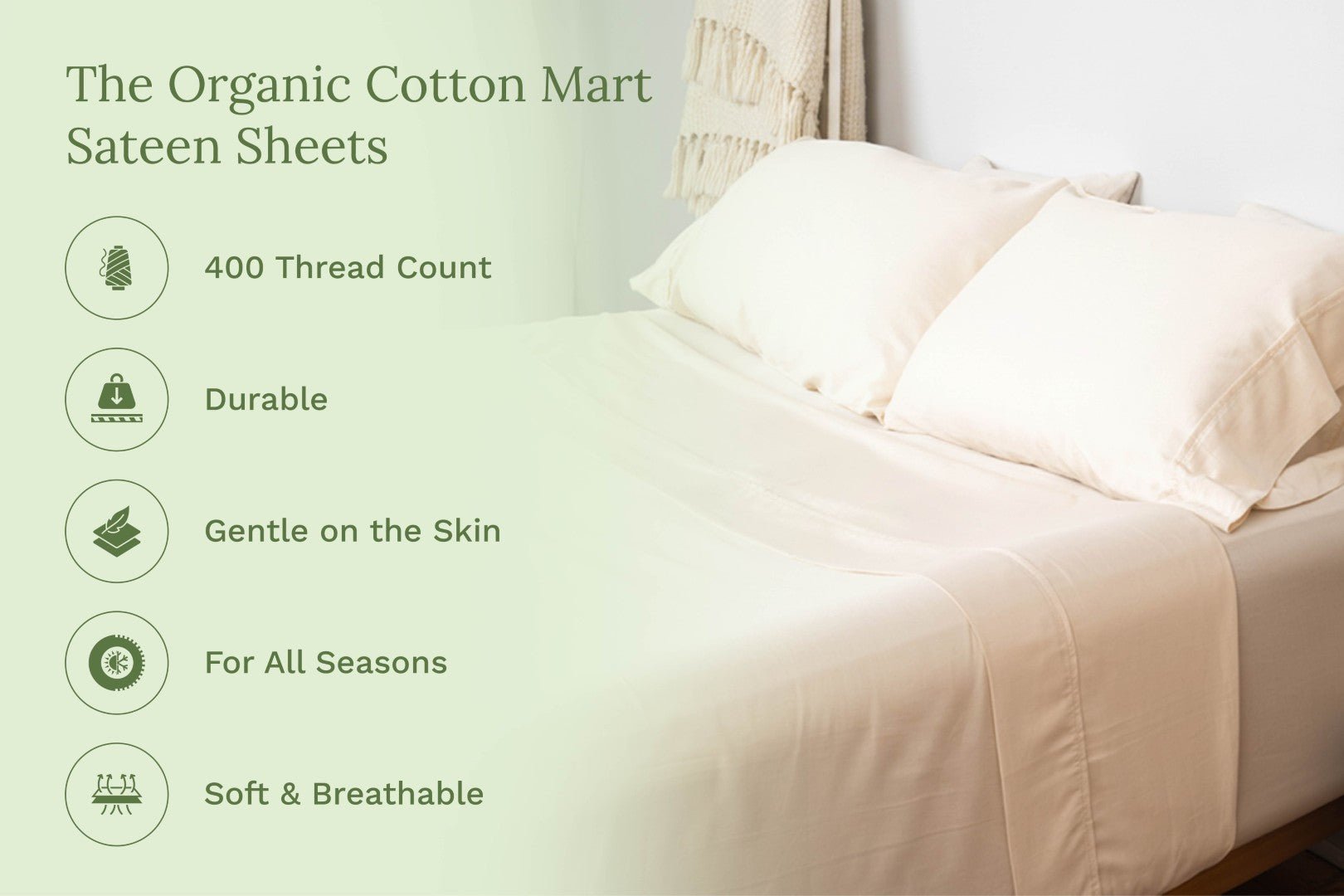 Organic Sateen Bed Sheets Set - Baby Organic