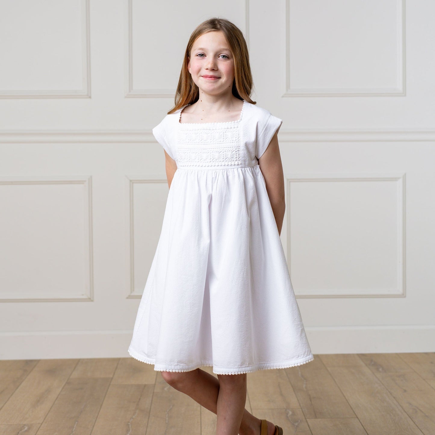 Organic Seersucker Empire Waist Dress - Baby Organic