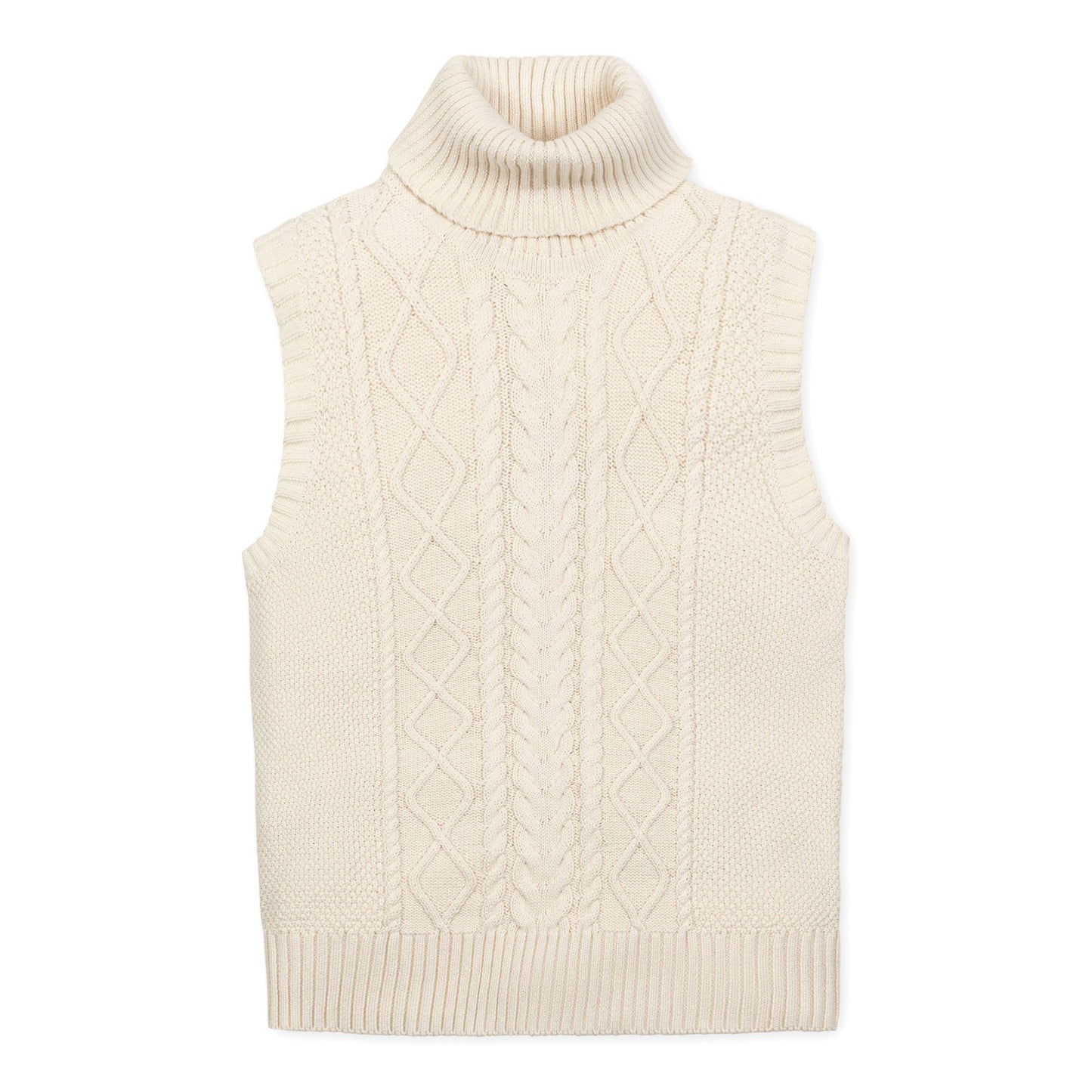 Organic Sleeveless Turtleneck simple elegant cotton knit sleeveless sweater