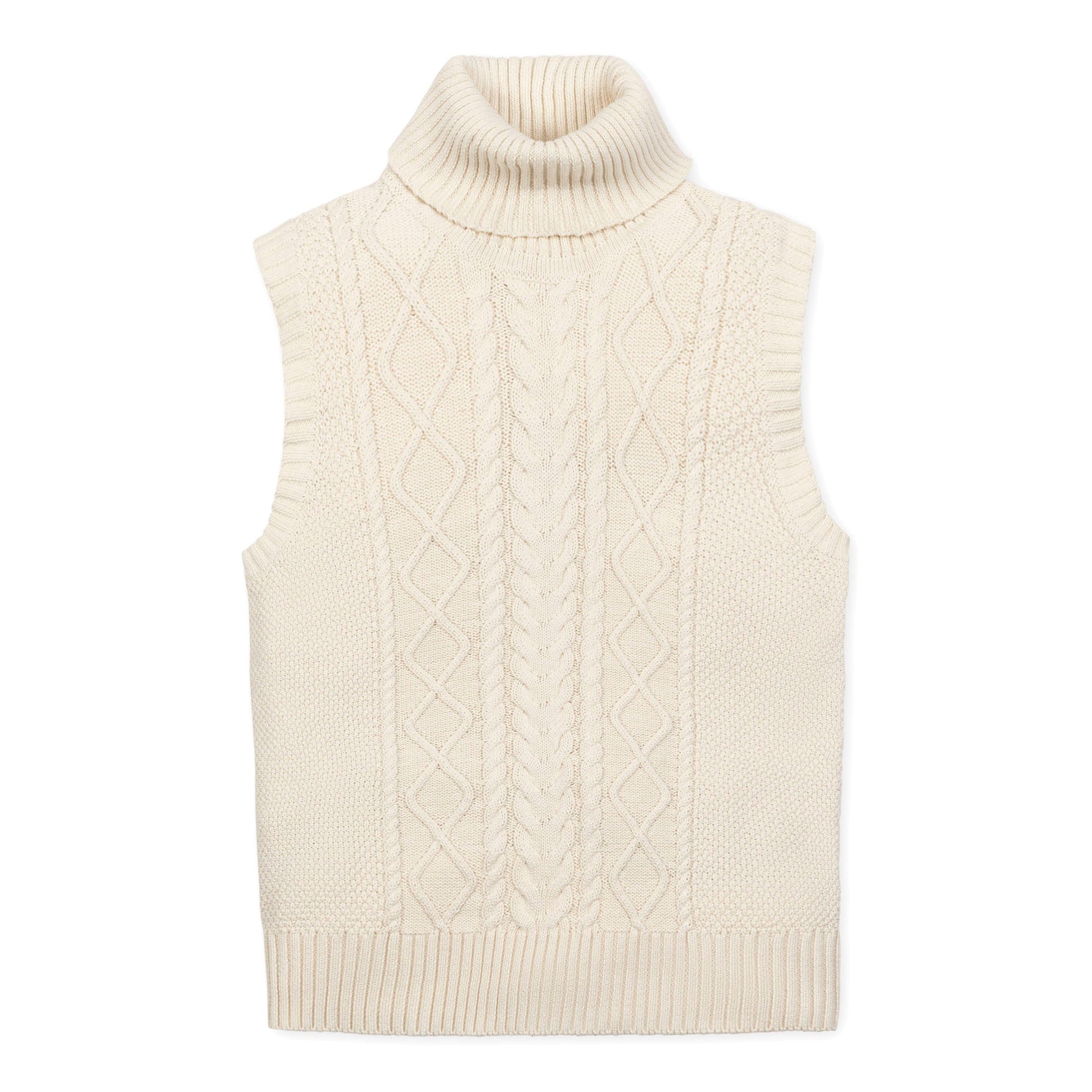 Organic Sleeveless Turtleneck simple elegant cotton knit sleeveless sweater