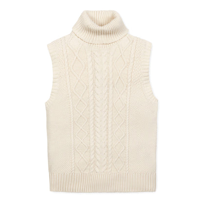 Organic Sleeveless Turtleneck simple elegant cotton knit sleeveless sweater