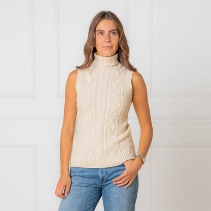 Organic Sleeveless Turtleneck soft organic cotton knit top minimal style