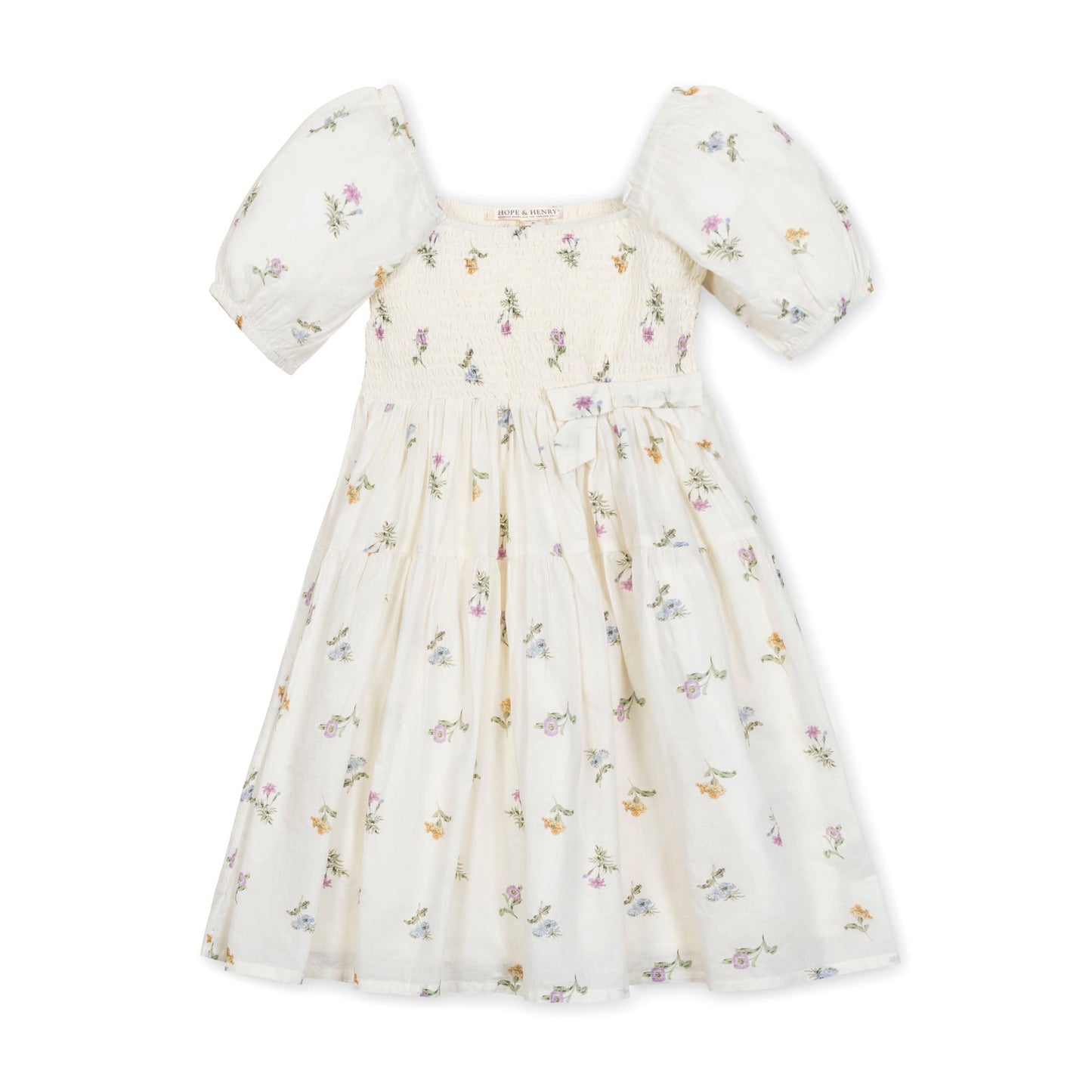 Organic Smocked Bubble Sleeve Dress soft organic cotton elegant dress
