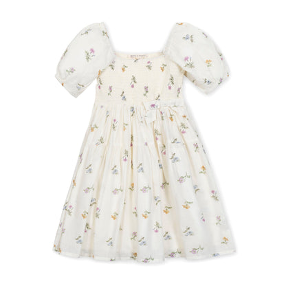 Organic Smocked Bubble Sleeve Dress soft organic cotton elegant dress