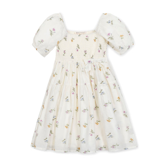 Organic Smocked Bubble Sleeve Dress soft organic cotton elegant dress
