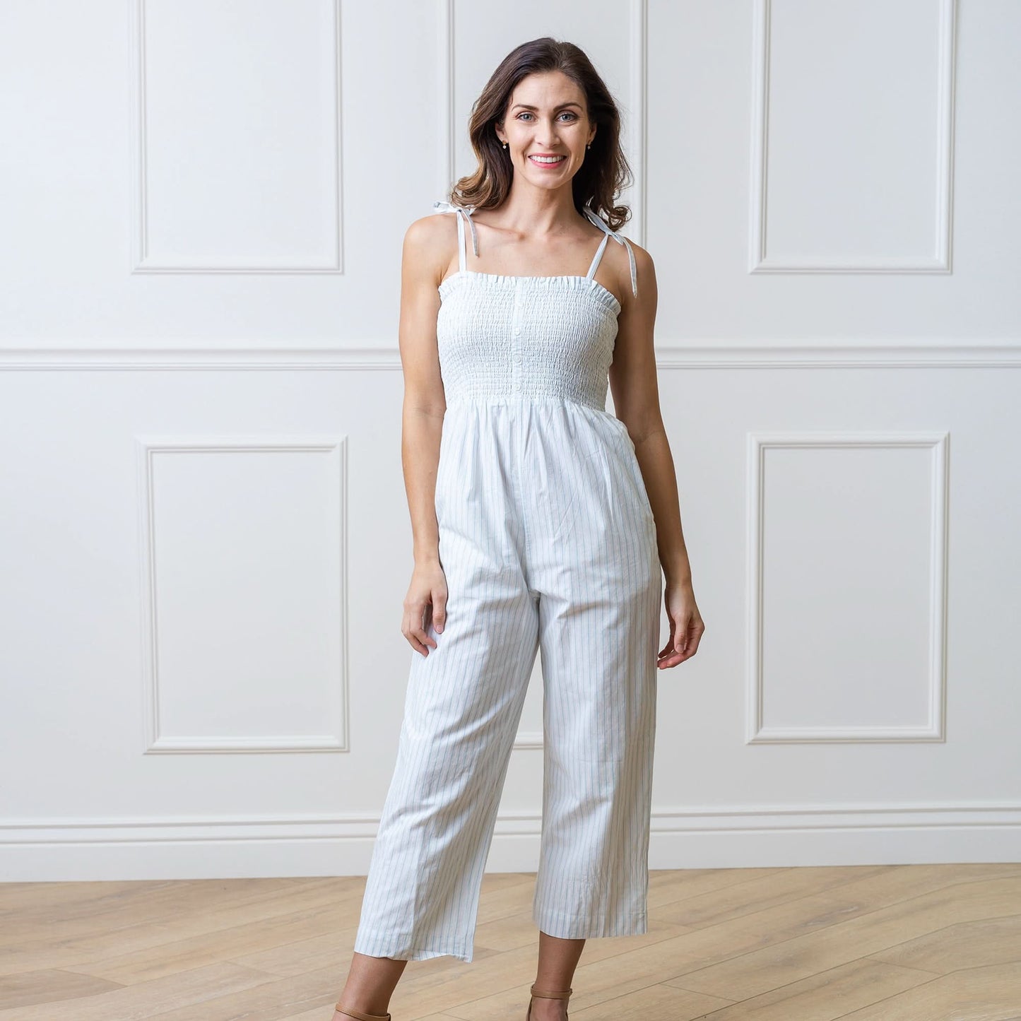 Organic Smocked Button Front Jumpsuit - Baby Organic