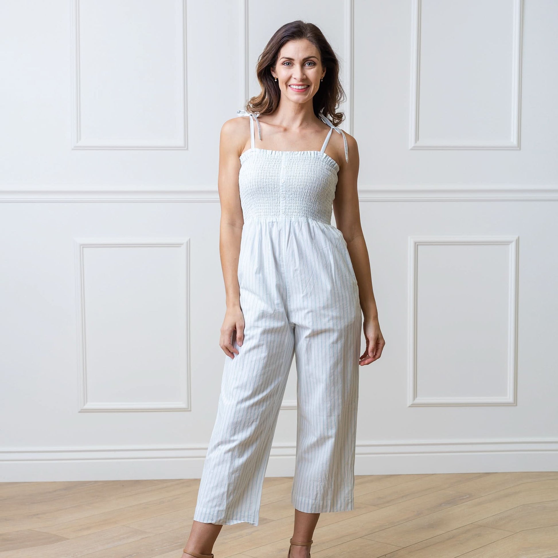 Organic Smocked Button Front Jumpsuit - Baby Organic