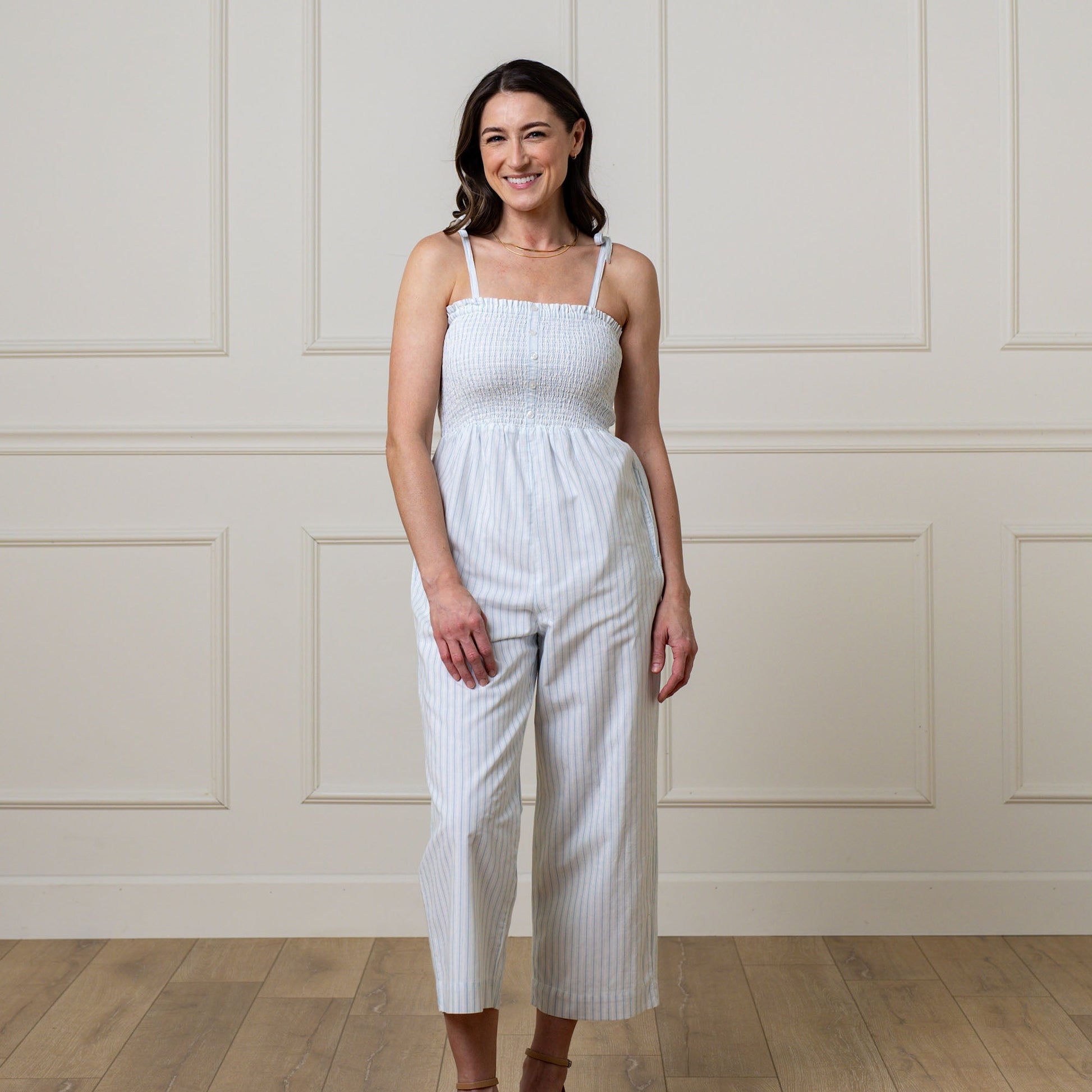 Organic Smocked Button Front Jumpsuit - Baby Organic