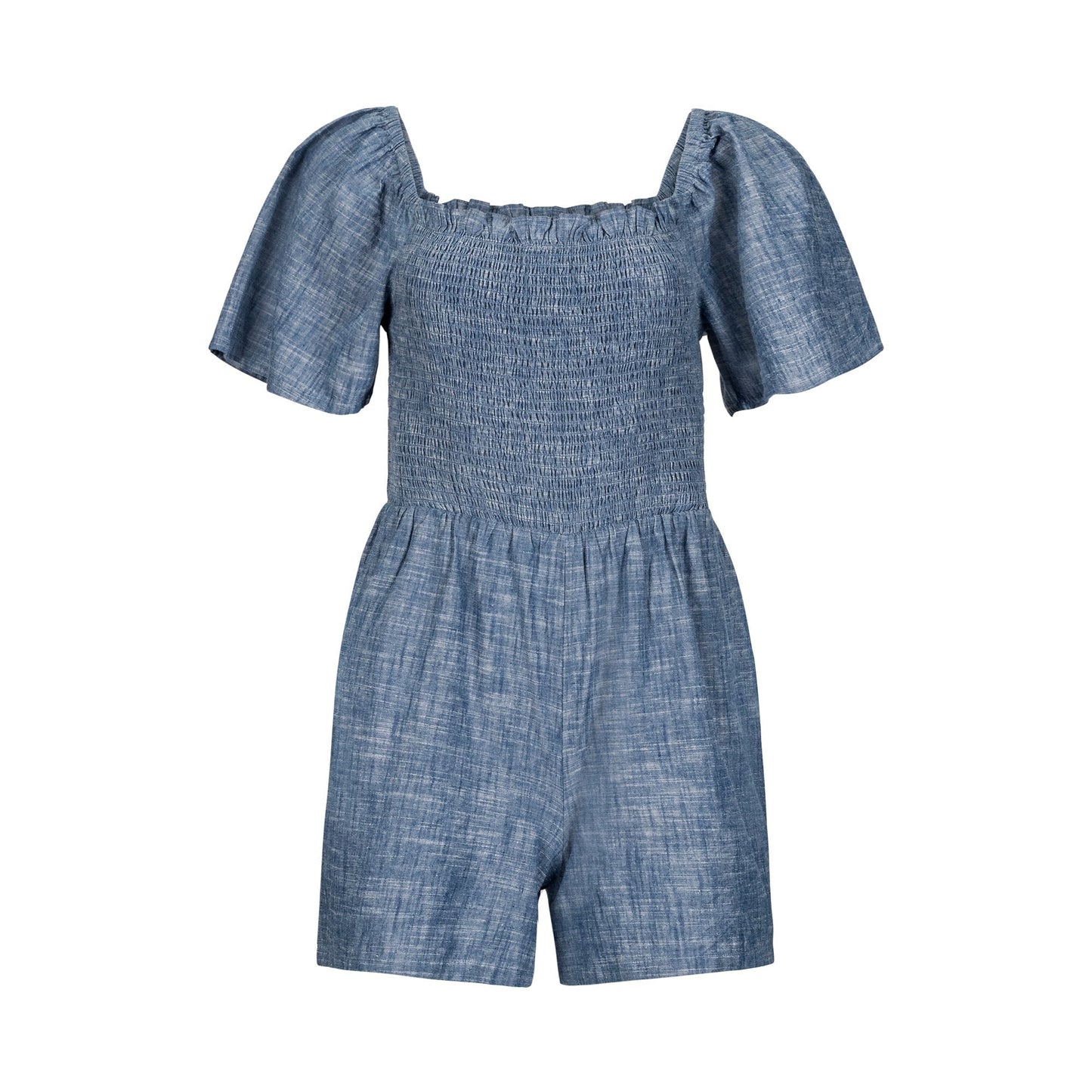 Organic Smocked Chambray Romper - Baby Organic