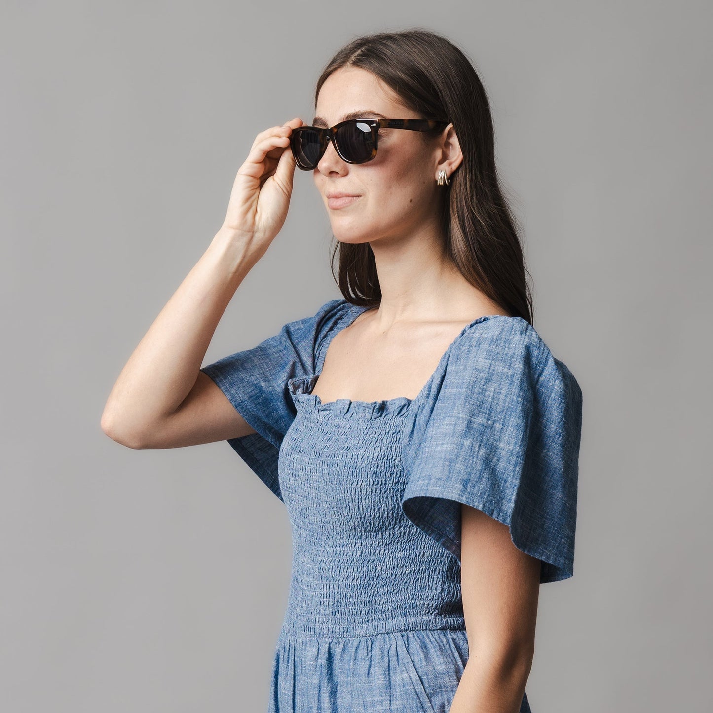 Organic Smocked Chambray Romper - Baby Organic