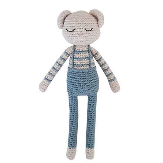 Patti Oslo Organic Crochet Doll, Teddy, Blue - Baby Organic