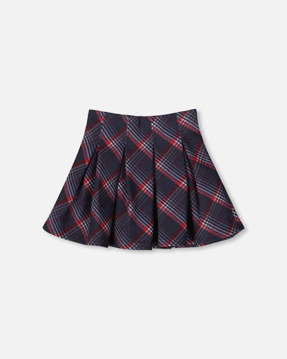 Pleated Milano Skirt Red And Navy Plaid - Baby Organic