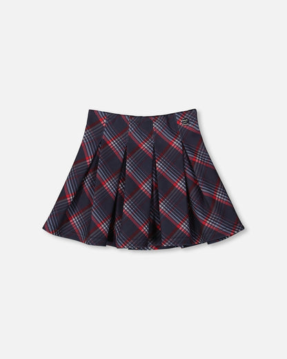 Pleated Milano Skirt Red And Navy Plaid - Baby Organic