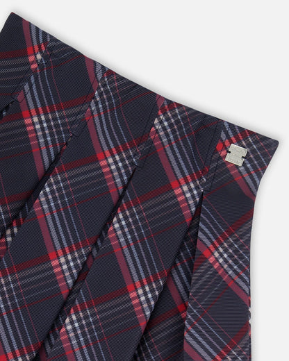 Pleated Milano Skirt Red And Navy Plaid - Baby Organic
