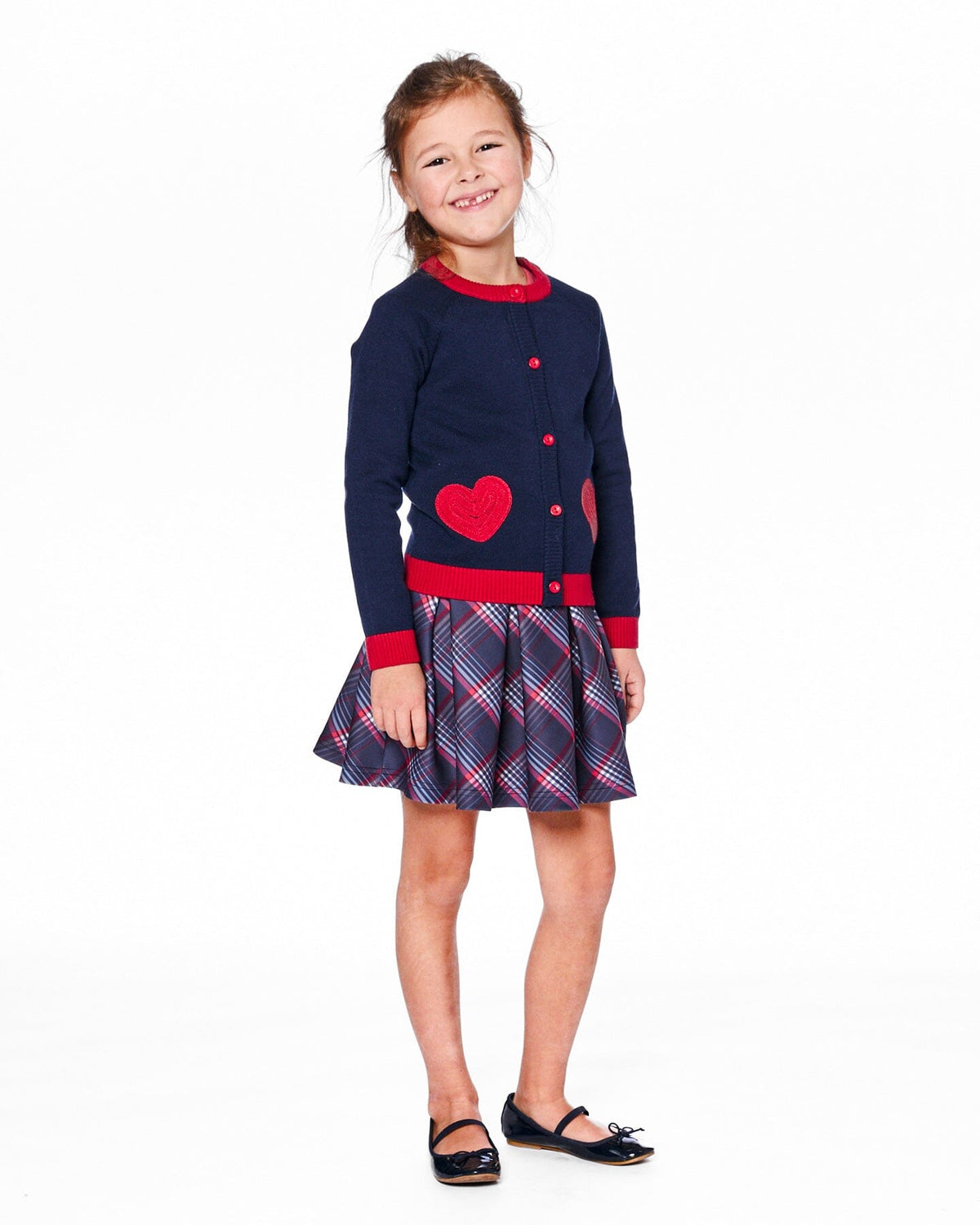Pleated Milano Skirt Red And Navy Plaid - Baby Organic