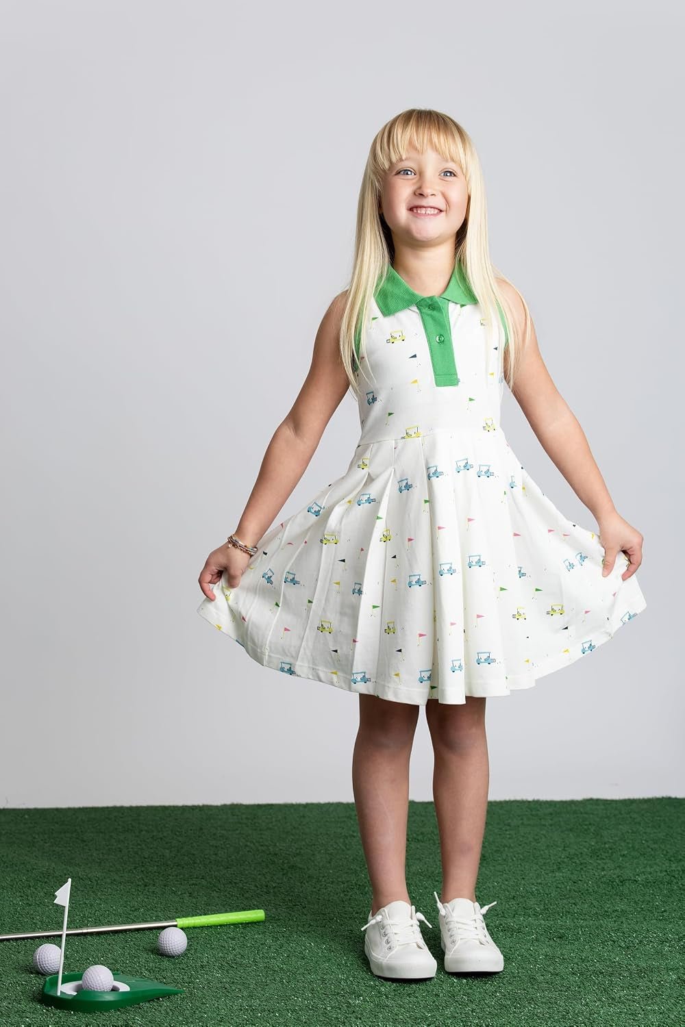 Front view of Organic Cotton Pleated Tennis Dress