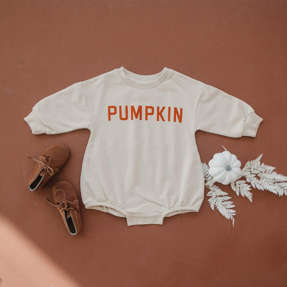 Pumpkin Organic Cotton Sweatshirt Romper - Baby Organic