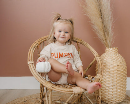 Pumpkin Organic Cotton Sweatshirt Romper - Baby Organic