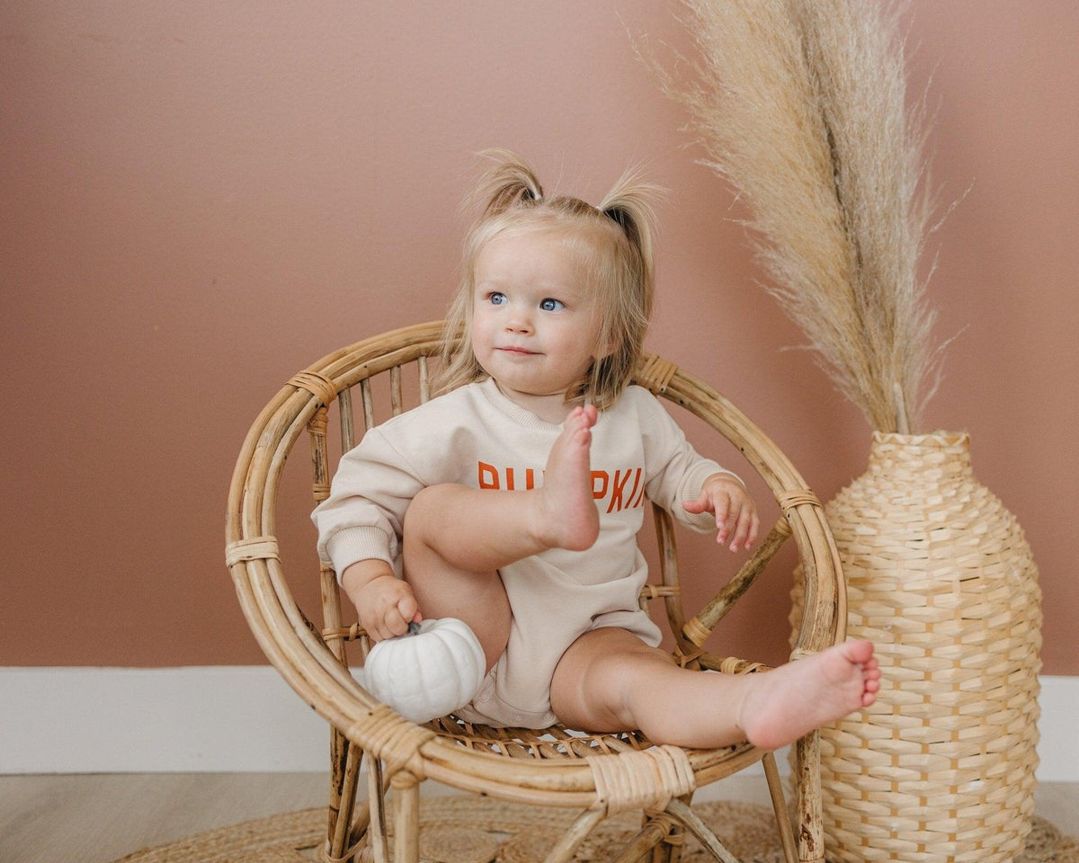 Pumpkin Organic Cotton Sweatshirt Romper - Baby Organic