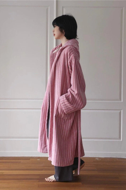 Retro Hooded Stripe Bathrobe, 100% ORGANIC Long-Stapled Cotton - Baby Organic