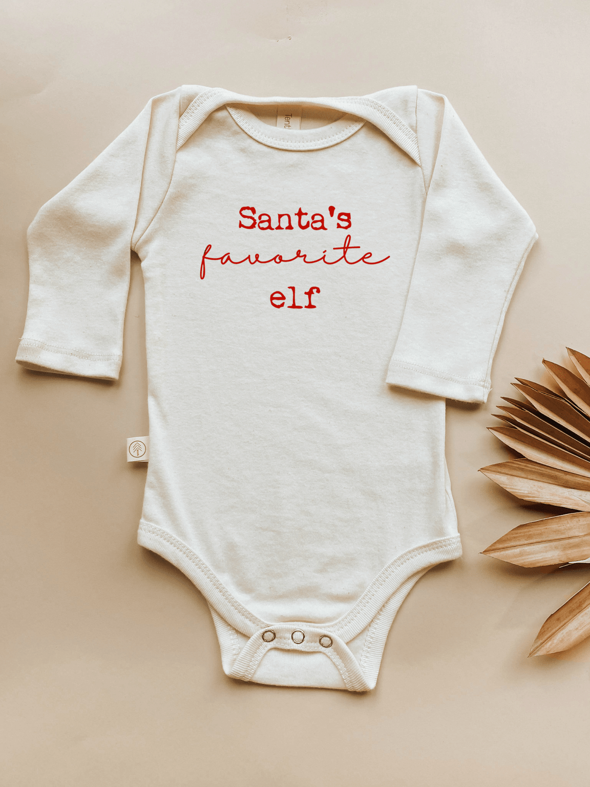 Santa's Favorite Elf Organic Baby Bodysuit Long Sleeve - Baby Organic
