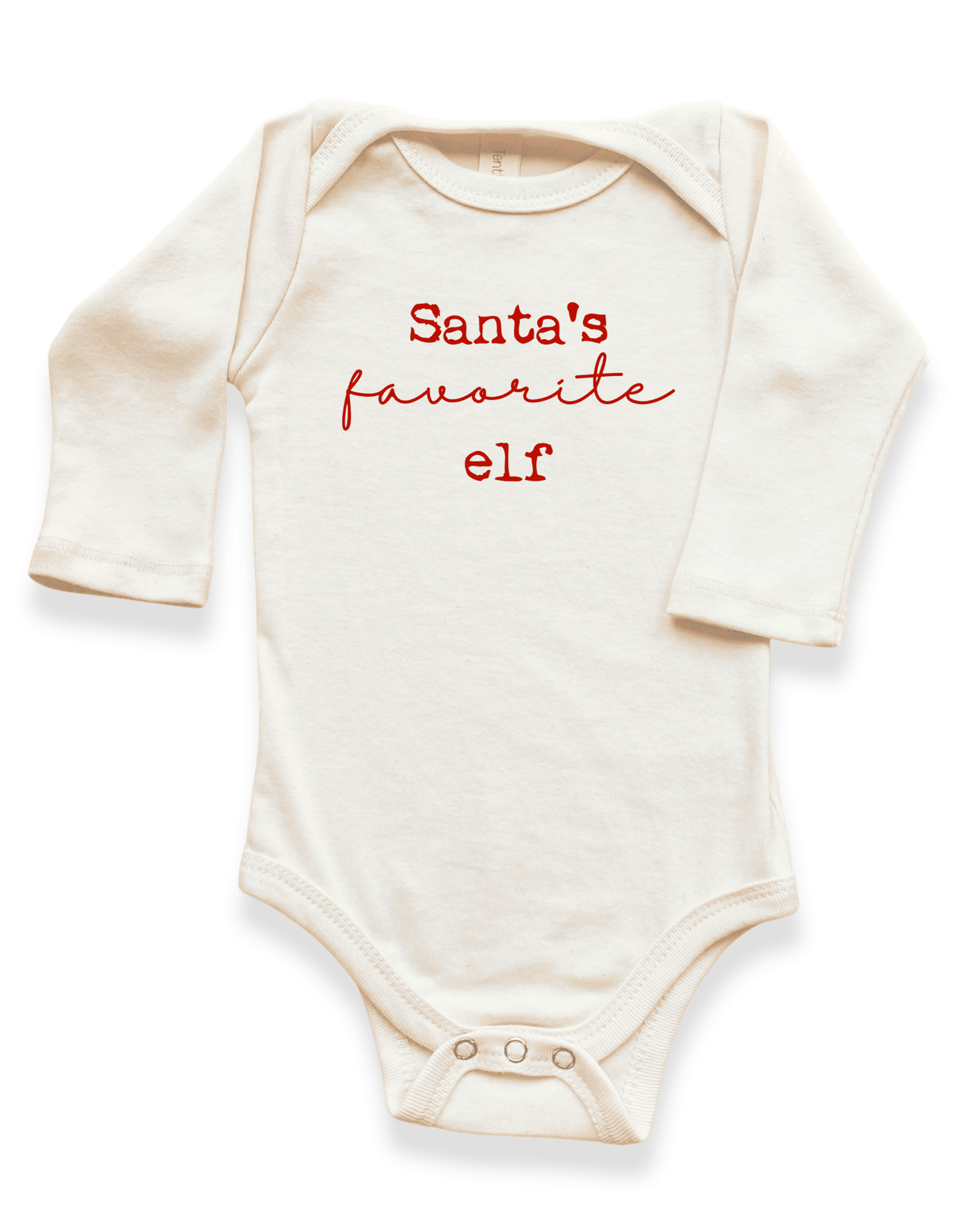 Santa's Favorite Elf Organic Baby Bodysuit Long Sleeve - Baby Organic