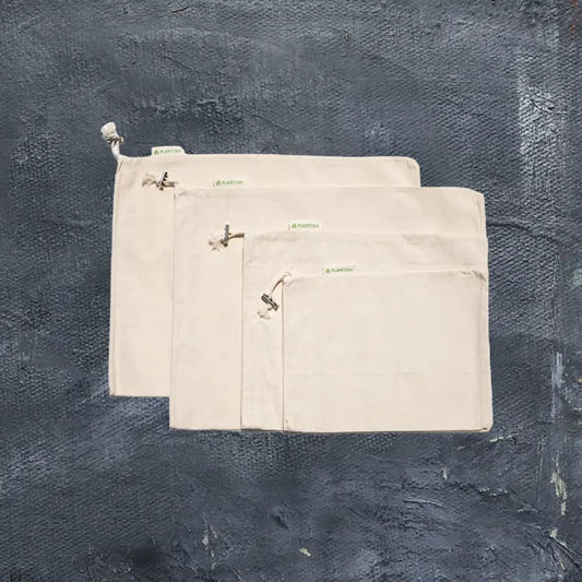 Set of 4 Organic Cotton Muslin Produce Bags - Baby Organic