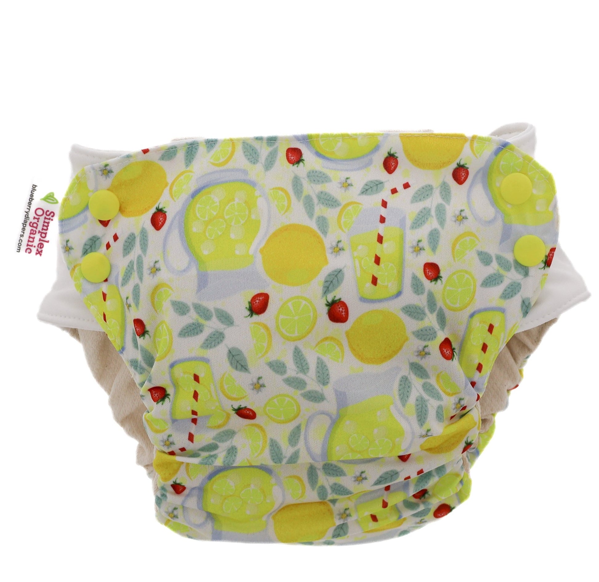 Side Snap Simplex leak resistant reusable diaper with organic cotton lining