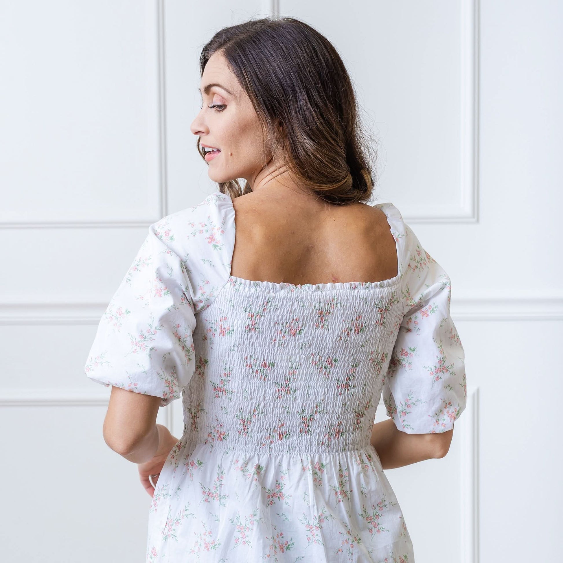 Smocked Bubble Sleeve Organic Dress - Baby Organic