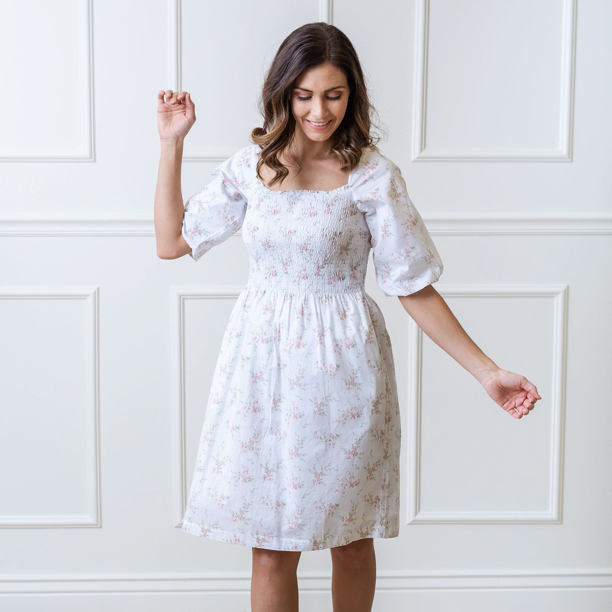 Smocked Bubble Sleeve Organic Dress - Baby Organic