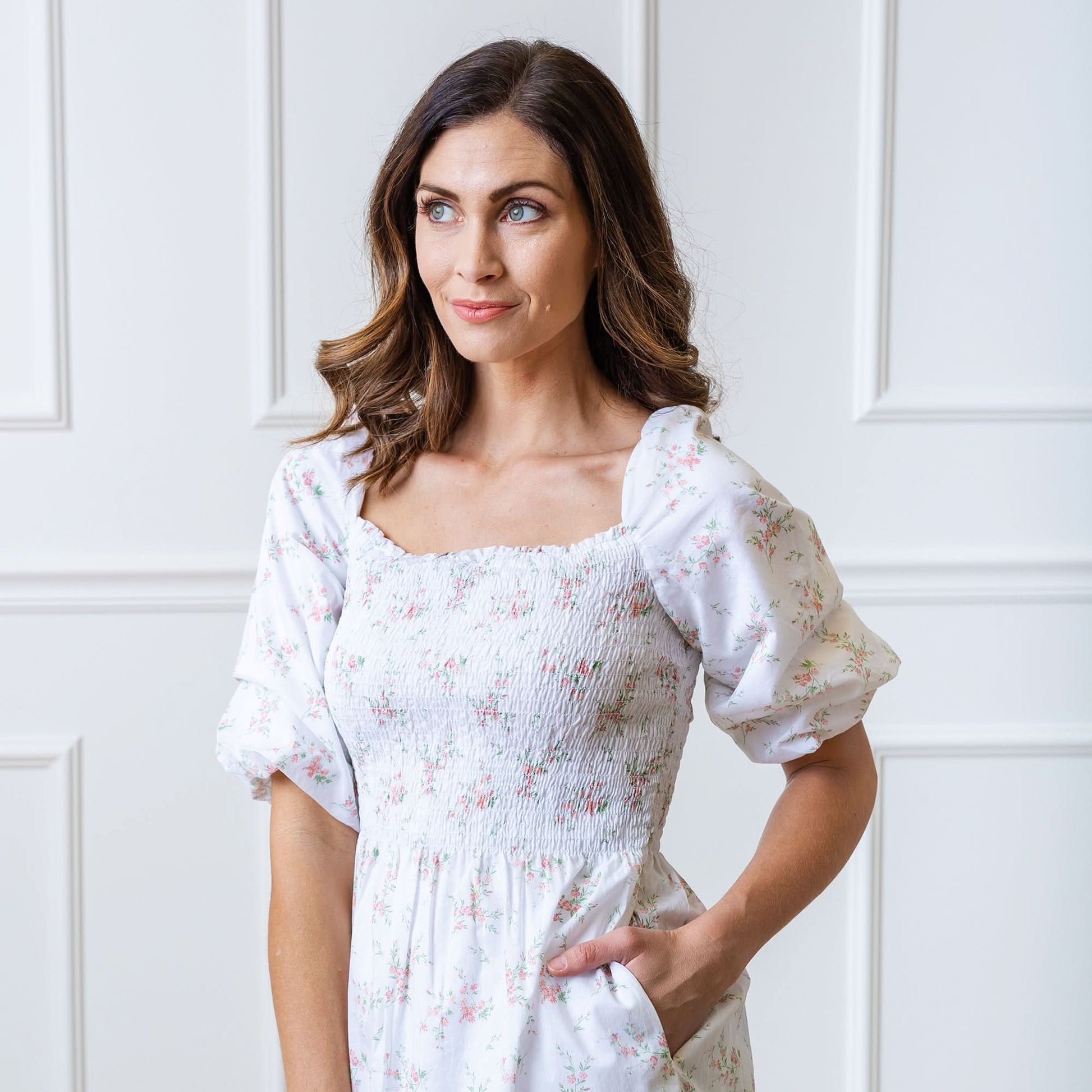 Smocked Bubble Sleeve Organic Dress - Baby Organic