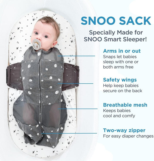 SNOO Sleep Sack - 100% Organic Cotton Baby Swaddle Blanket - Doctor Designed Promotes Healthy Hip Development (Ivory Wildflowers, Small) - Baby Organic