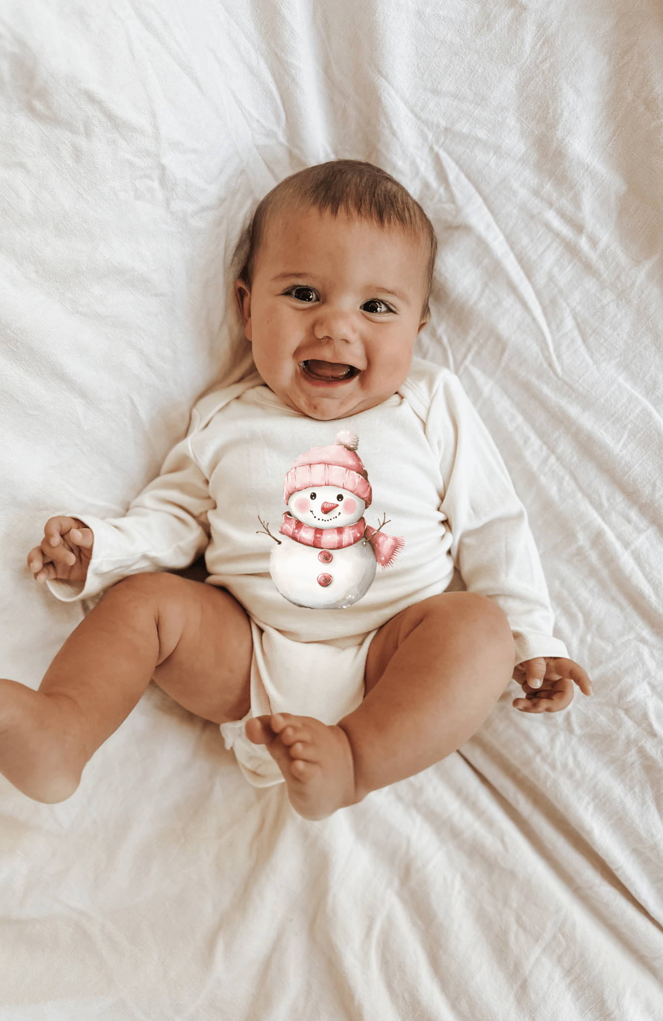 Snowman Organic Baby Bodysuit Long Sleeve - Baby outfit