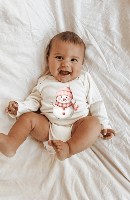 Snowman Organic Baby Bodysuit Long Sleeve - Baby outfit