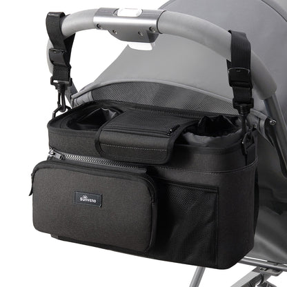 SUNVENO Stroller Organizer Bag with Detachable Parent Pouch, Dual Cup Holders, Adjustable Straps & Removable Shoulder Strap - Baby Organic
