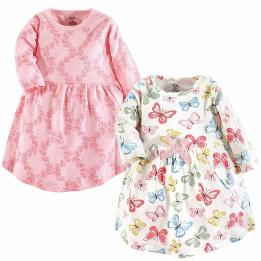 Touched by Nature Baby Organic Cotton Long Sleeve Dress, 2-Pack, Butterflies - Baby Organic