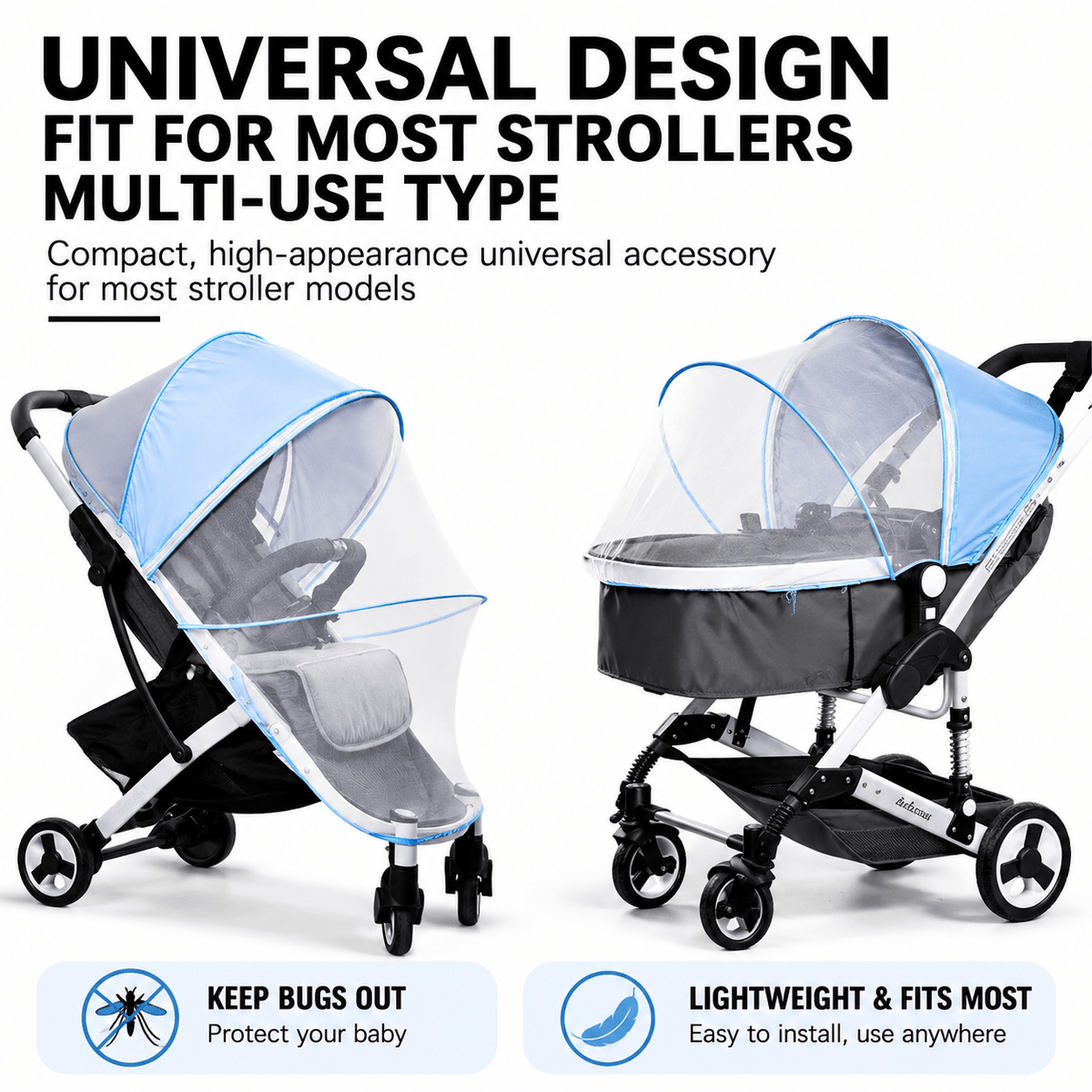 Universal Baby Stroller Sun Shade & Mosquito Net - Baby Organic