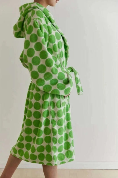 Whimsical Polka Dot Hooded Bath Robe - 100% Organic Long-Stapled Cotton - Baby Organic