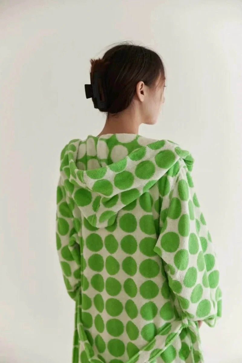 Whimsical Polka Dot Hooded Bath Robe - 100% Organic Long-Stapled Cotton - Baby Organic