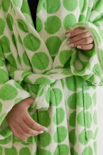 Whimsical Polka Dot Hooded Bath Robe - 100% Organic Long-Stapled Cotton - Baby Organic