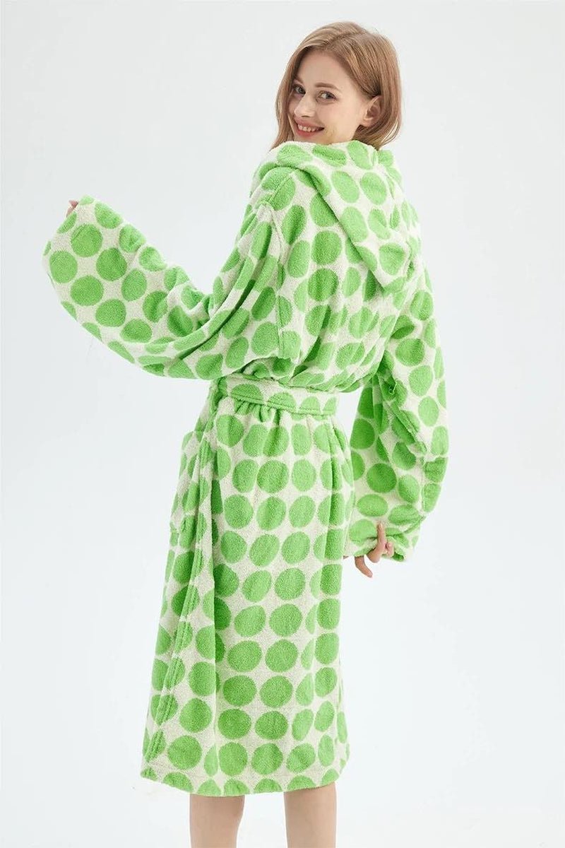 Whimsical Polka Dot Hooded Bath Robe - 100% Organic Long-Stapled Cotton - Baby Organic