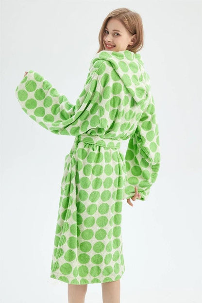 Whimsical Polka Dot Hooded Bath Robe - 100% Organic Long-Stapled Cotton - Baby Organic