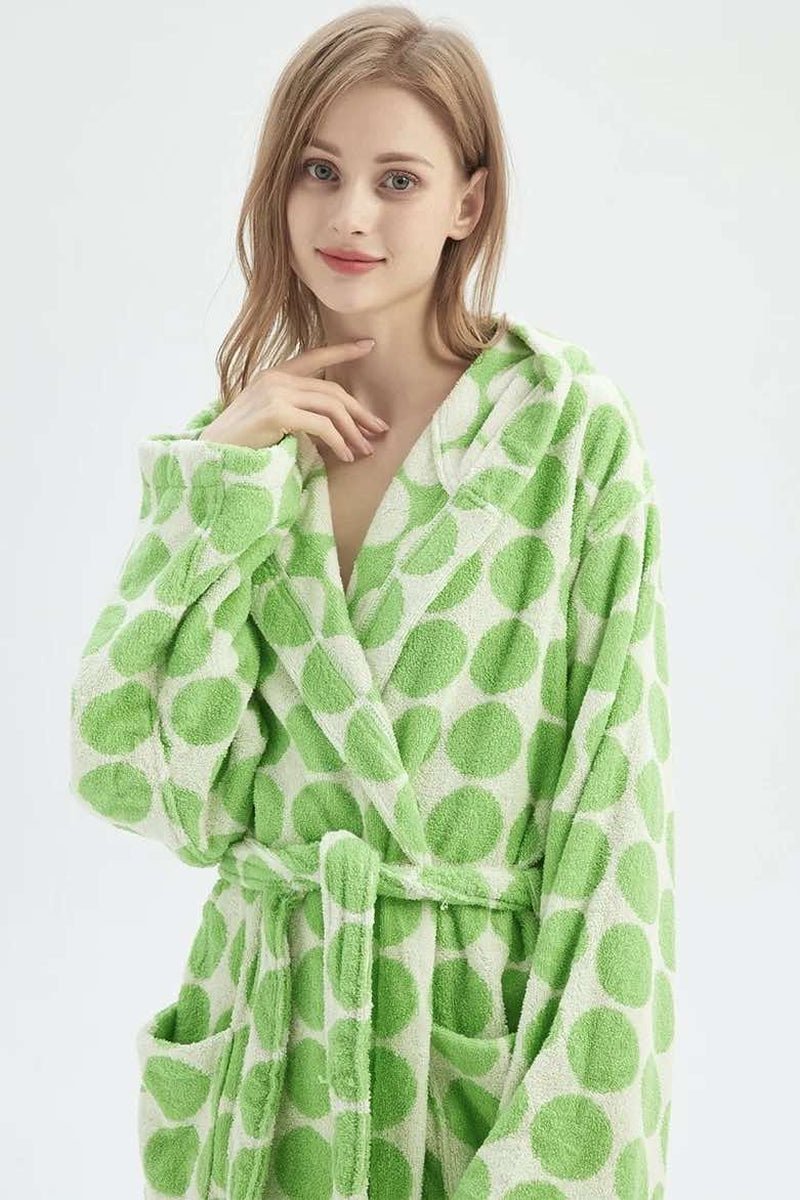 Whimsical Polka Dot Hooded Bath Robe - 100% Organic Long-Stapled Cotton - Baby Organic