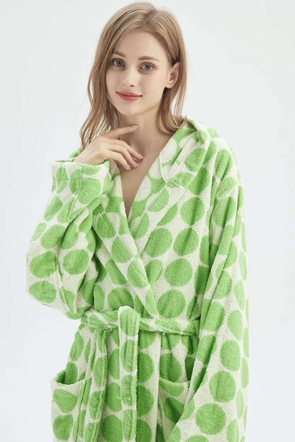 Whimsical Polka Dot Hooded Bath Robe - 100% Organic Long-Stapled Cotton - Baby Organic